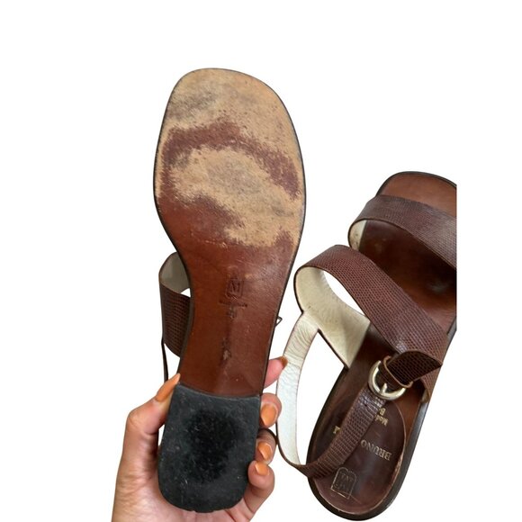 BRUNO MAGLI Vintage Women's Brown Leather Slingback Sandals Size 40 / US 10 - Picture 5 of 9